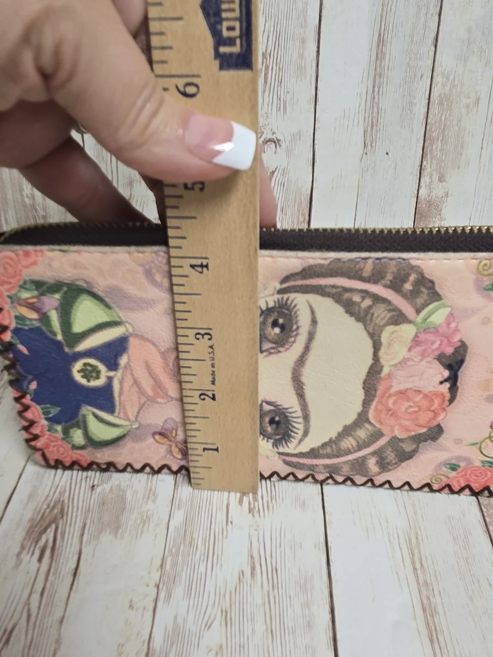 Frida Kahlo Inspired Faux Leather Wristlet Wallet Floral Zip Clutch